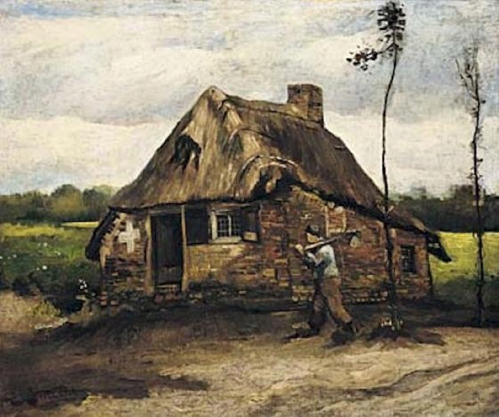 Картина Ван Гога Хижина и крестьянин возвращающийся домой 1885